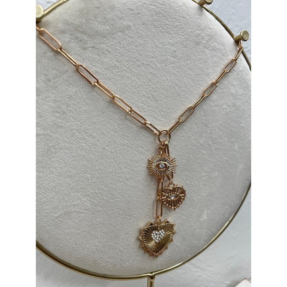 NEW  Fashion Y-Shaped Necklace With Cubic Zirconia‎ Heart Pendant For Women - Picture 5 of 8